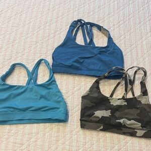 lululemon athletica energy bra 3 pcs sz 4 medium blue, Blue, Camouflage